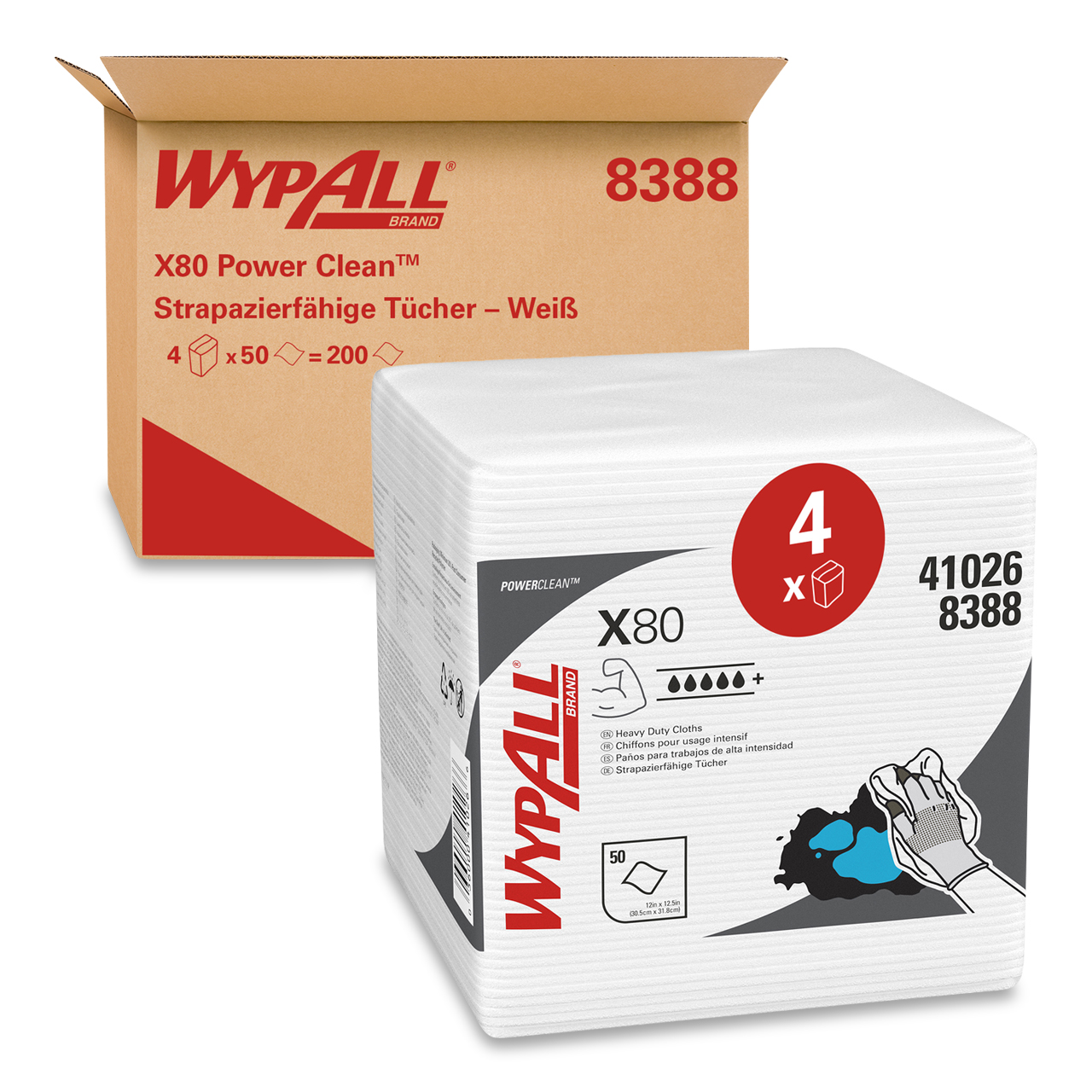 WypAll® X80 Wischtücher - viertelgefaltet